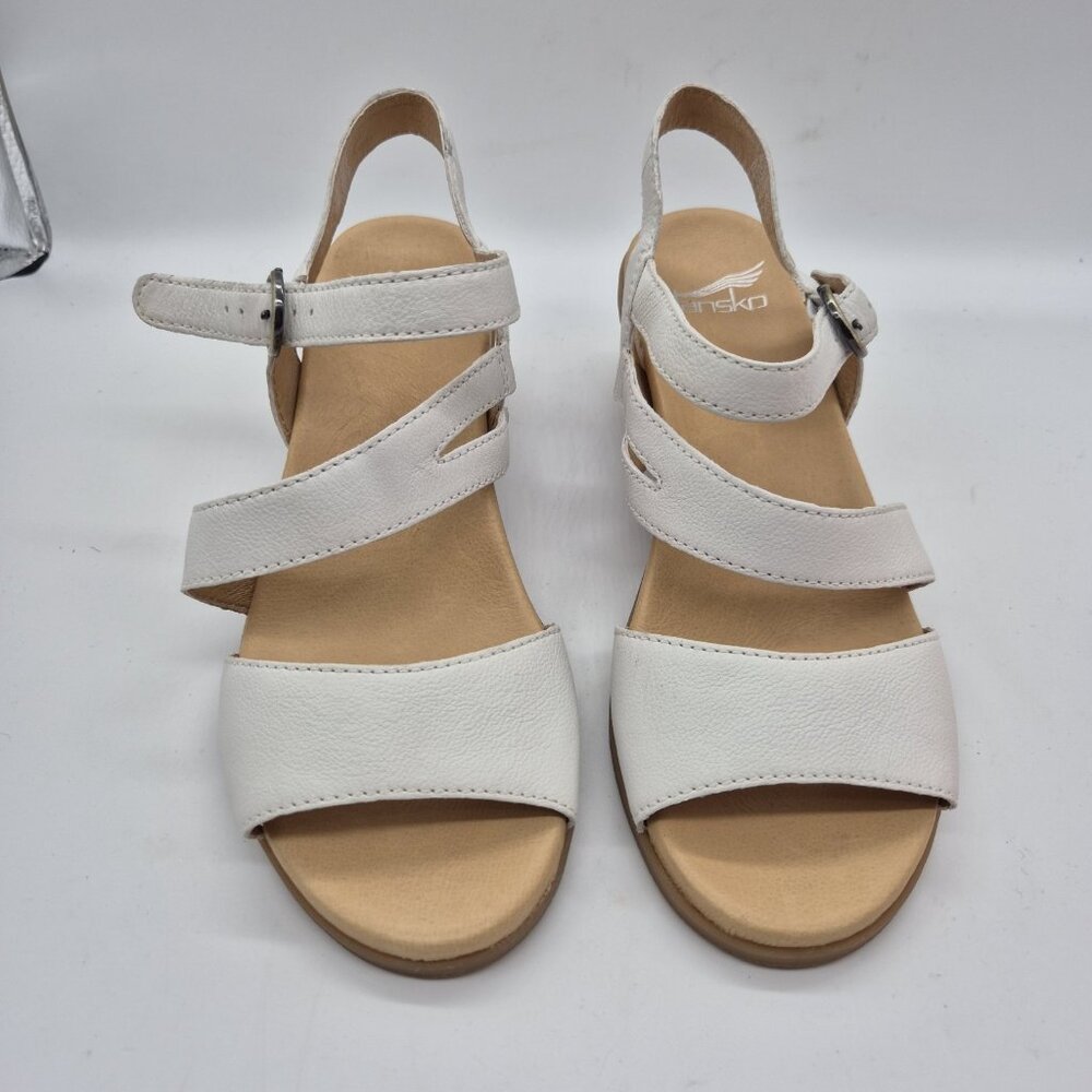 Dansko Women's Tansy White Leather Strappy Heeled Sandals Size 36 US 6 (210) - Picture 7 of 10